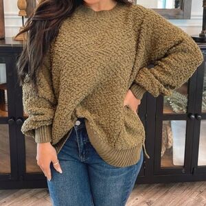 Zenana Outfitters Textured Knit Sweater - Olive
